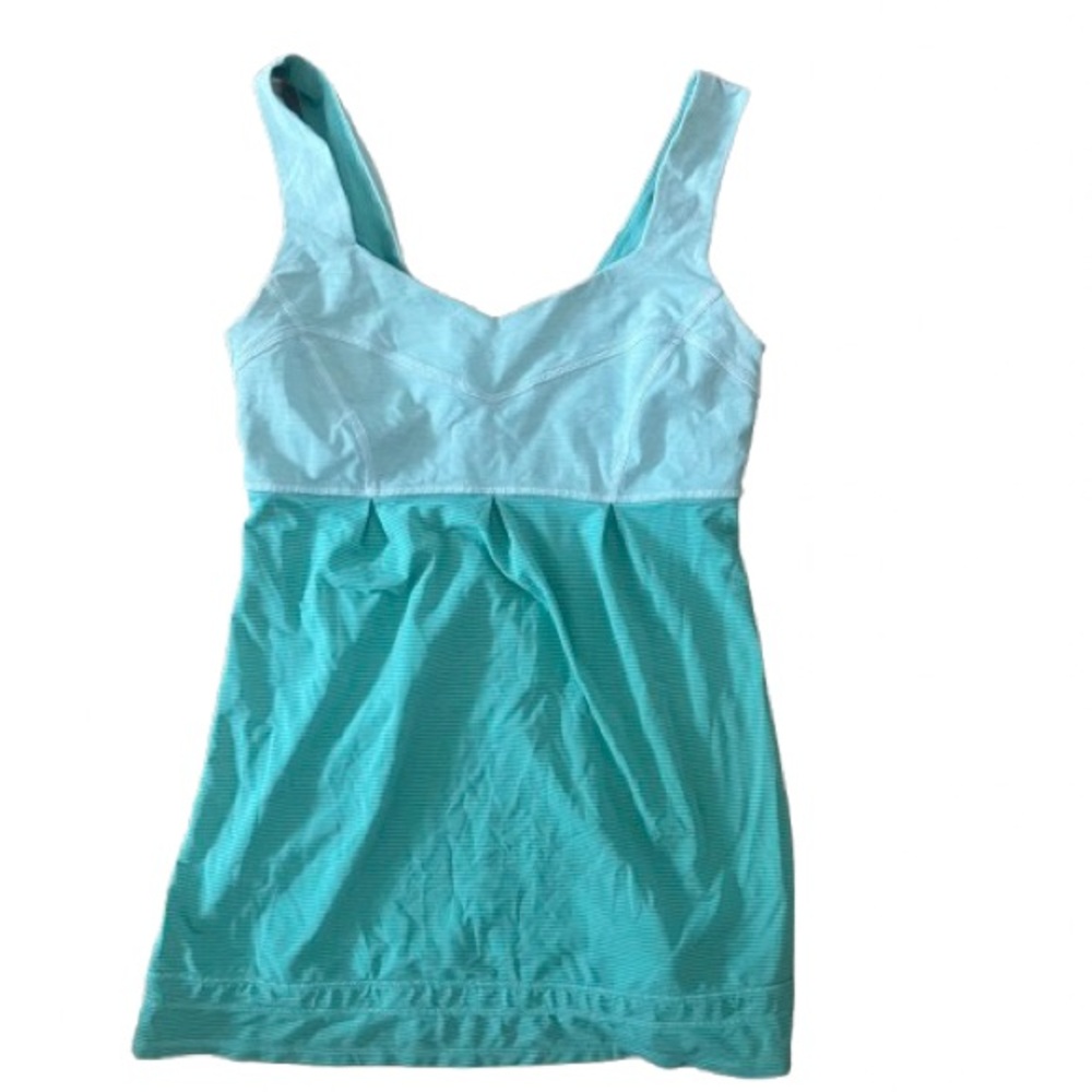 Lululemon Run: Tame Me Tank Heathered Menthol / Wee Stripe White Menthol 4 - Picture 8 of 10